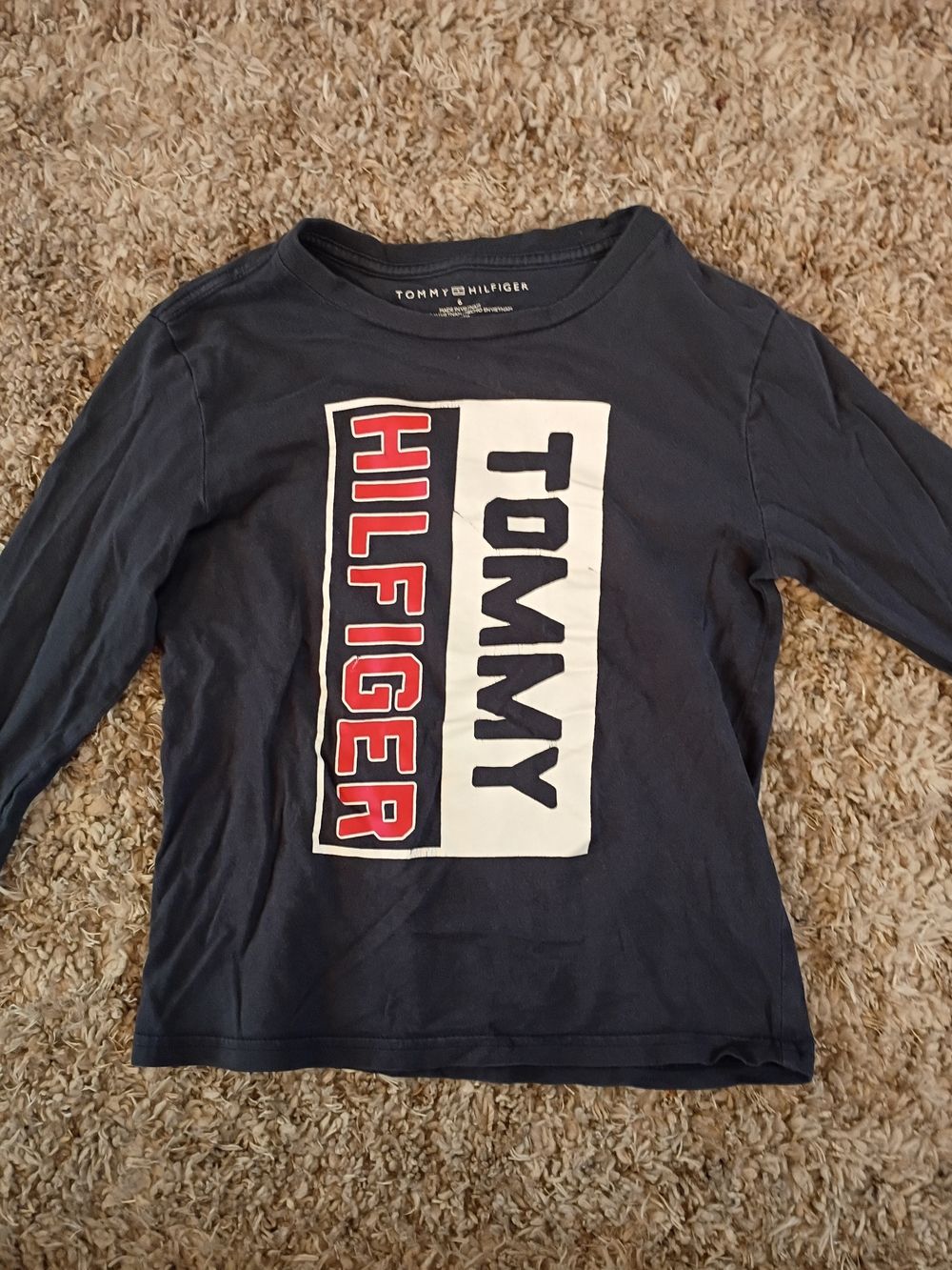 Tommy Hilfiger Kids Navy Long-Sleeve Logo Tee Size 6